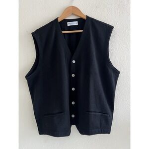 Bullock & Jones Made In Italy Button Up Black Best Virgin Wool Preppy Flaw